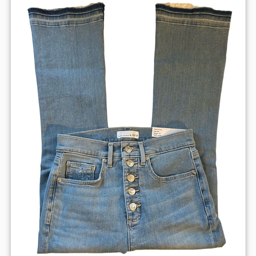 NEW LOFT The Kick Crop High Rise Button Fly Jeans Size 26 Petite